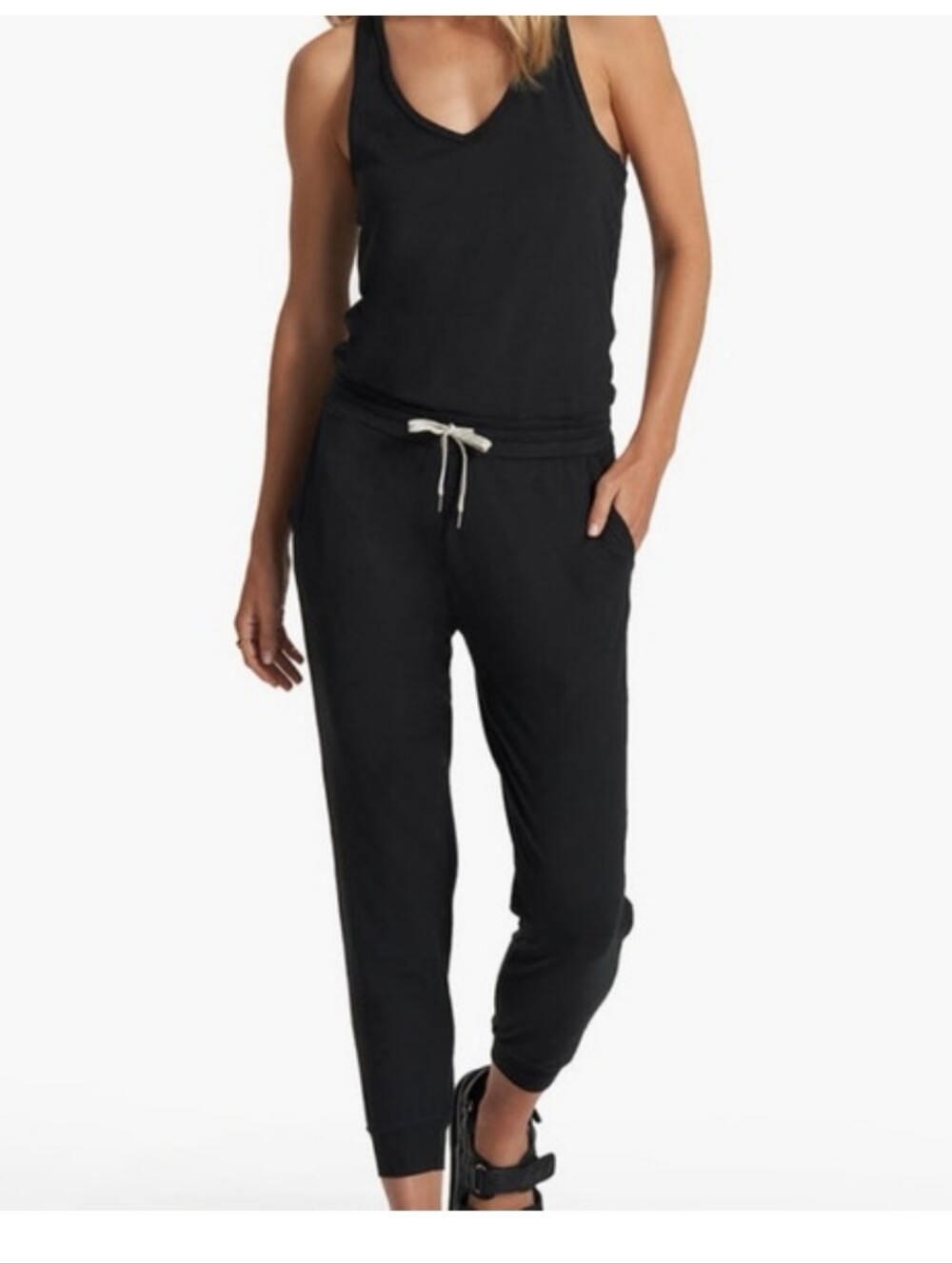 Vuori Lux Luna Workout Racerback Athletic Lounge  Jogger Jumpsuit Black XL